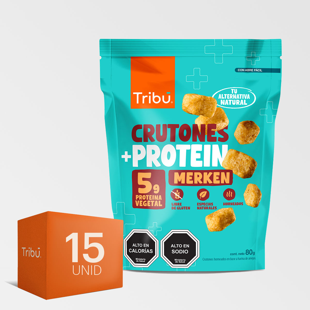 CAJA CRUTONES PROTEIN MERKEN 80G (CAJA MÁSTER 15 UNIDADES)