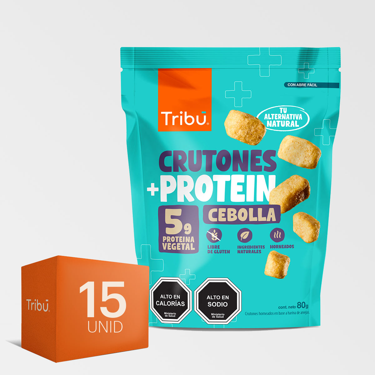 CAJA CRUTONES PROTEIN CEBOLLA 80G (CAJA MÁSTER 15 UNIDADES)