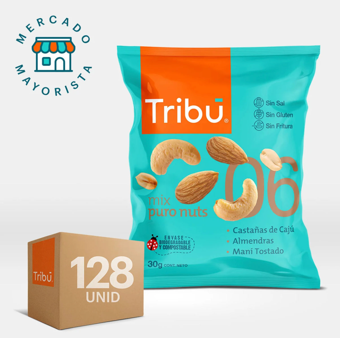 MIX PURO NUTS TRIBÚ 30 GRS (CAJA MÁSTER 128 UNIDADES)