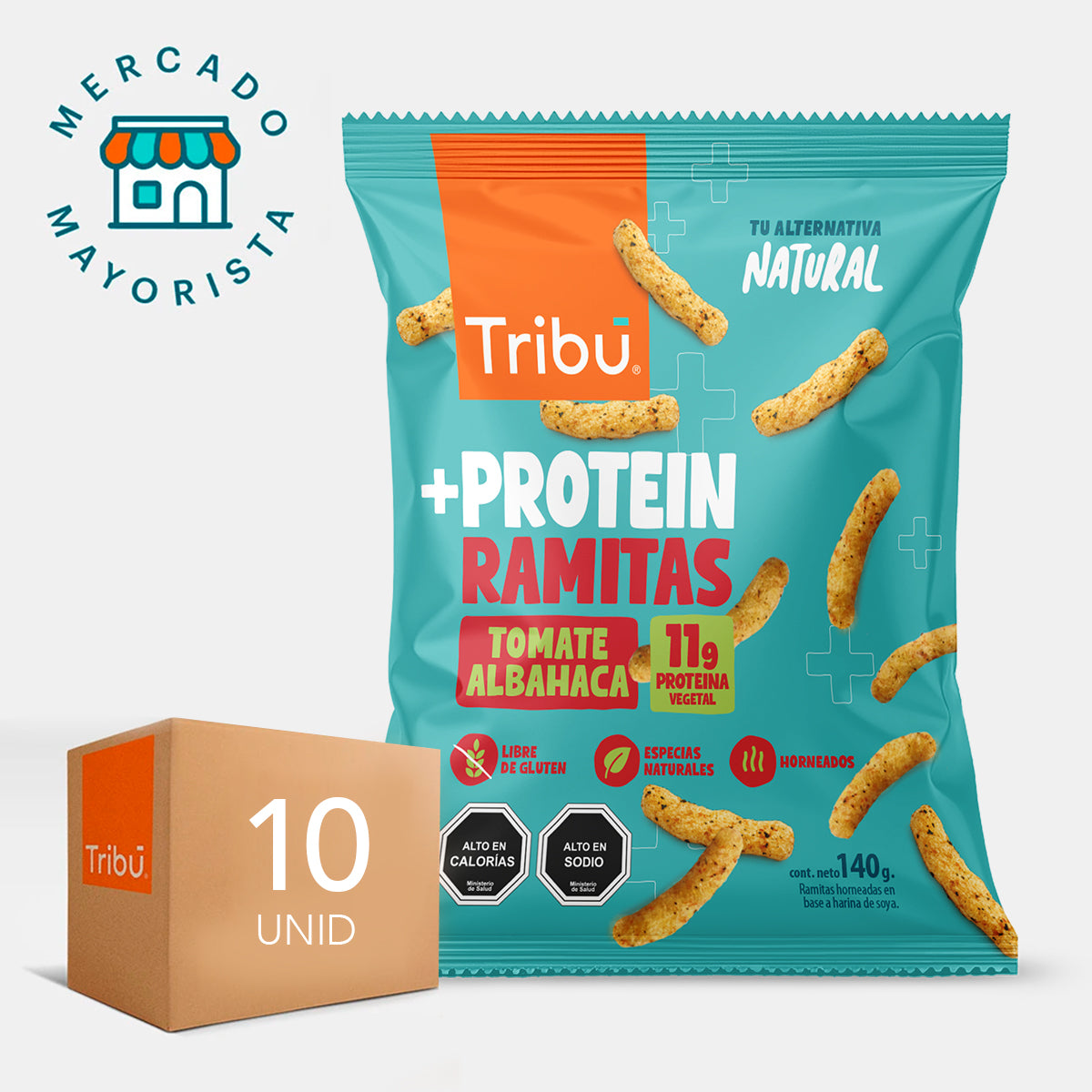 Protein Ramitas Tomate-Albahaca 140g Tamaño XL (10 unidades)