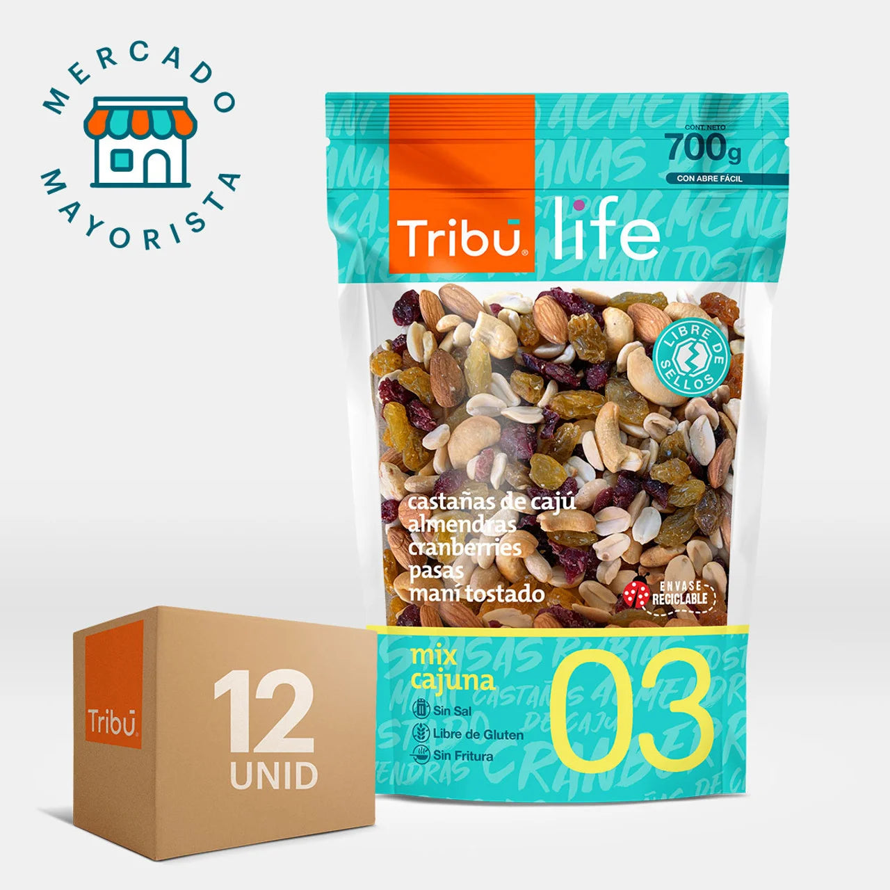 MIX CAJUNA TRIBÚ 700 GRS (CAJA MÁSTER 12 UNIDADES)
