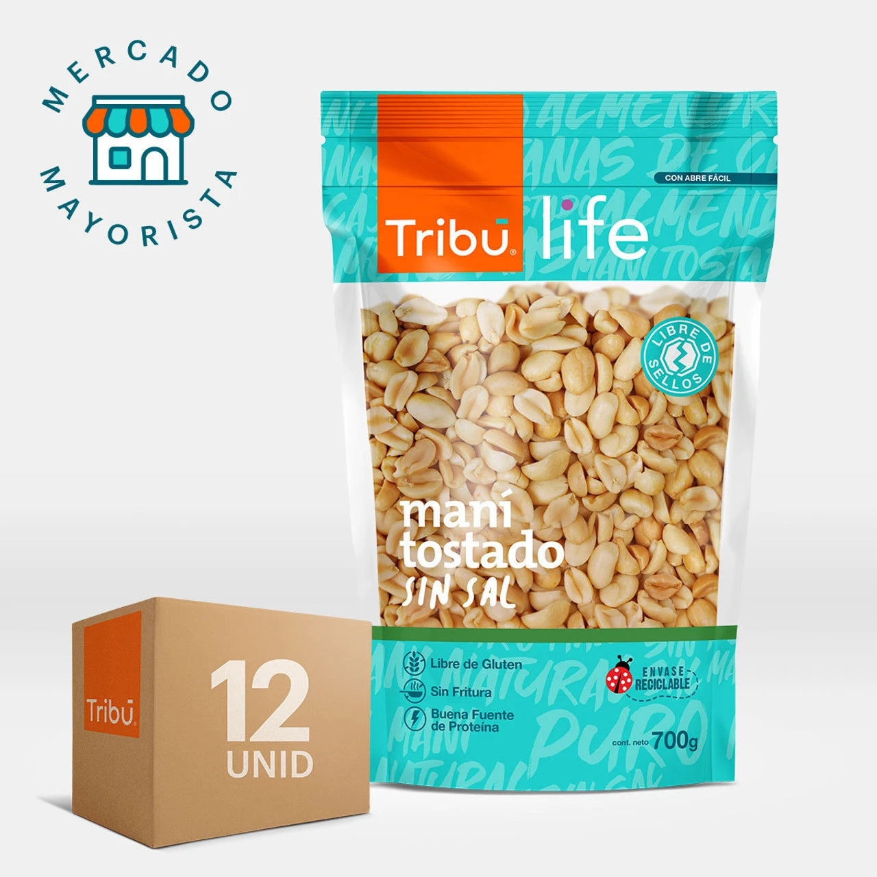 MANÍ TOSTADO SIN SAL TRIBÚ 700 GRS (CAJA MÁSTER 12 UNIDADES)