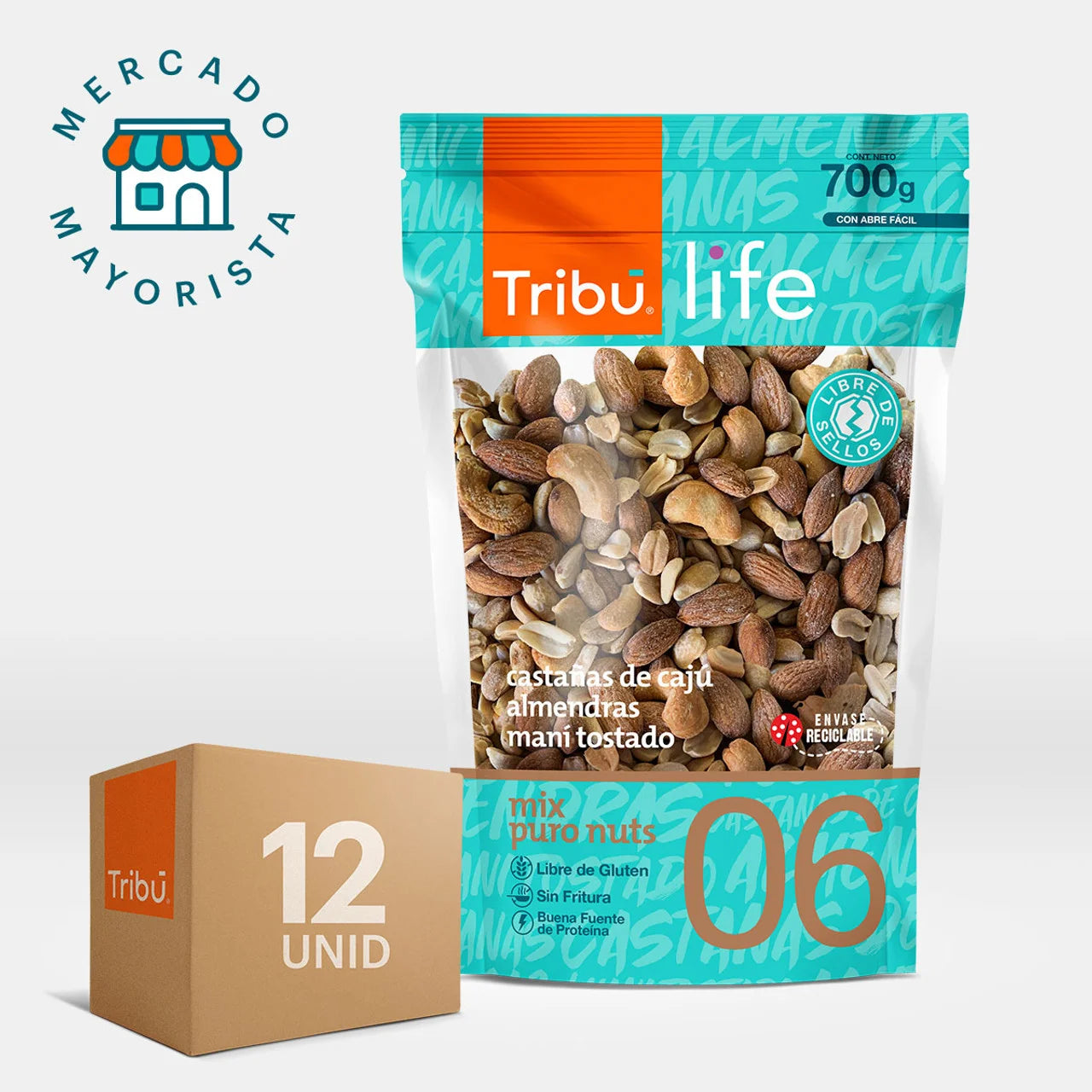 MIX PURO NUTS TRIBÚ 700 GRS (CAJA MÁSTER 12 UNIDADES)