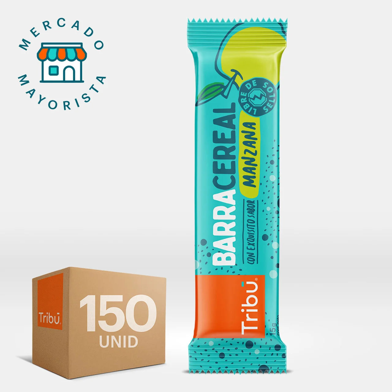 BARRA CEREAL MANZANA TRIBÚ 20 GRS (CAJA MÁSTER 150 UNIDADES)