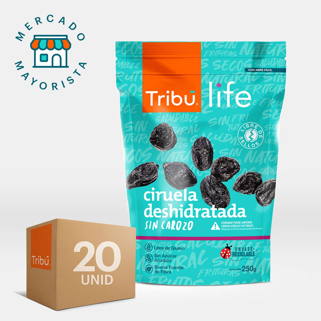 CIRUELA DESHIDRATADA SIN CAROZO 250 GRS 20 UNID