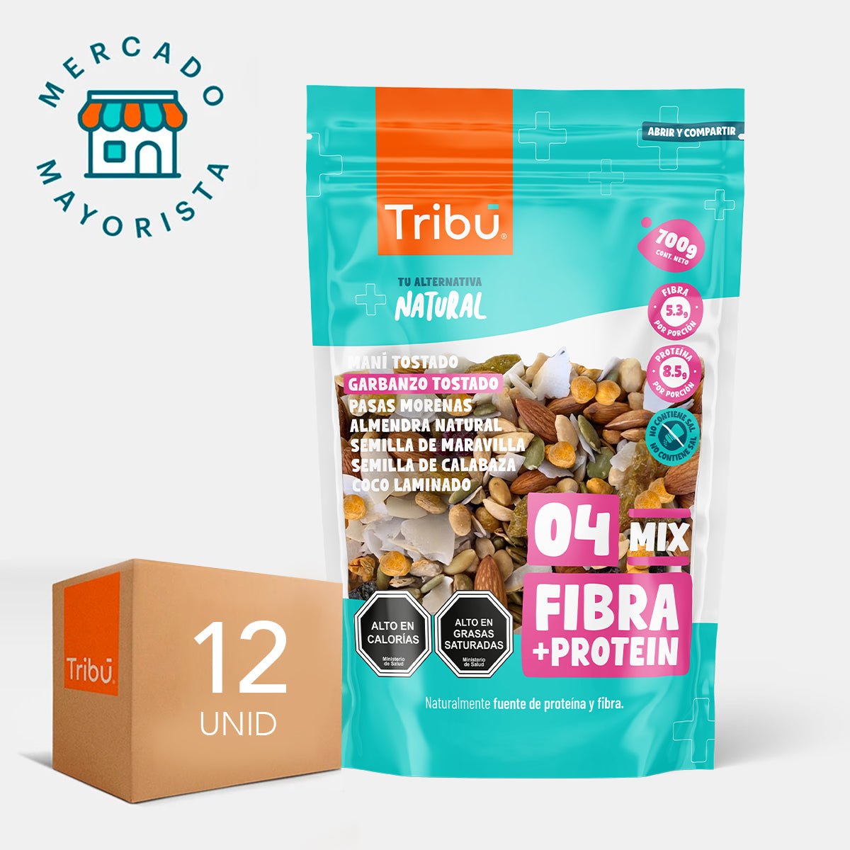 MIX FIBRA+protein TRIBÚ 700 GRS (CAJA MÁSTER 12 UNIDADES)
